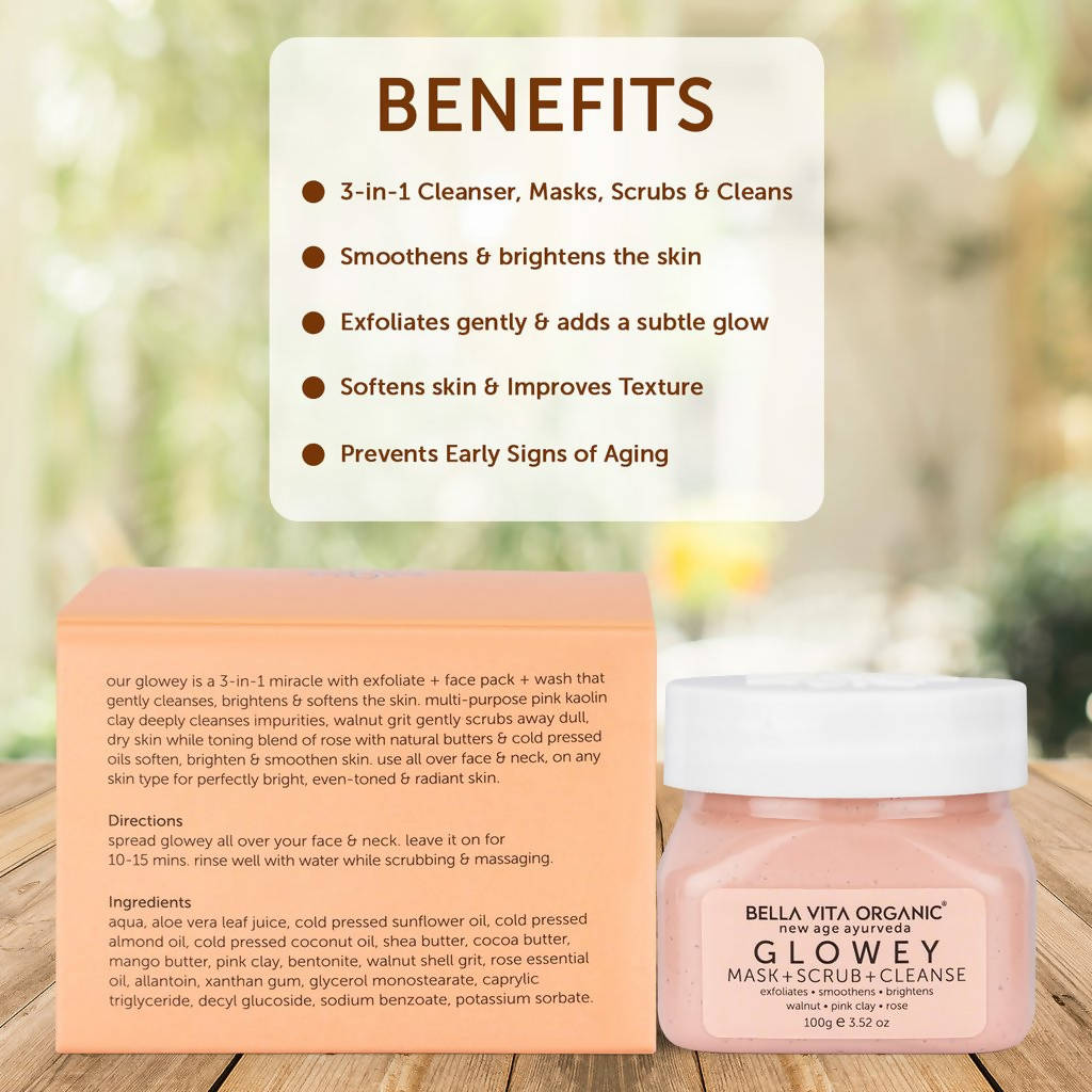 Bella Vita Organic New Age Ayurveda Glowey Mask + Scrub + Cleanse