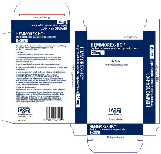 Hemmorex HC Rectal Suppositories 25mg, 12-Pack (Rx)