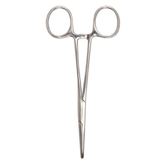 Hemostatic Kelly Forceps 5-1/2 Inch Curved with Finger Ring Handle Straight