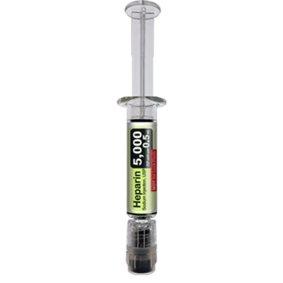 Heparin Sodium Injection Prefilled Syringes 5000 Units Per 1 mL x 24/Pack by Meitheal (RX)