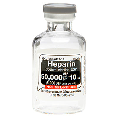 Heparin Sodium Injection USP 50000 Units Per 10 mL Multiple Dose Vials, 10 mL x 25/Pack (RX)