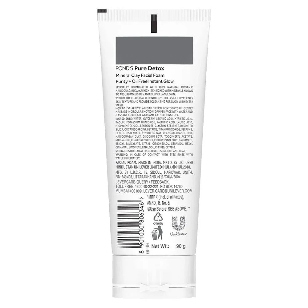 Pond's Pure Detox Mineral Clay Facial Foam - 90 gm