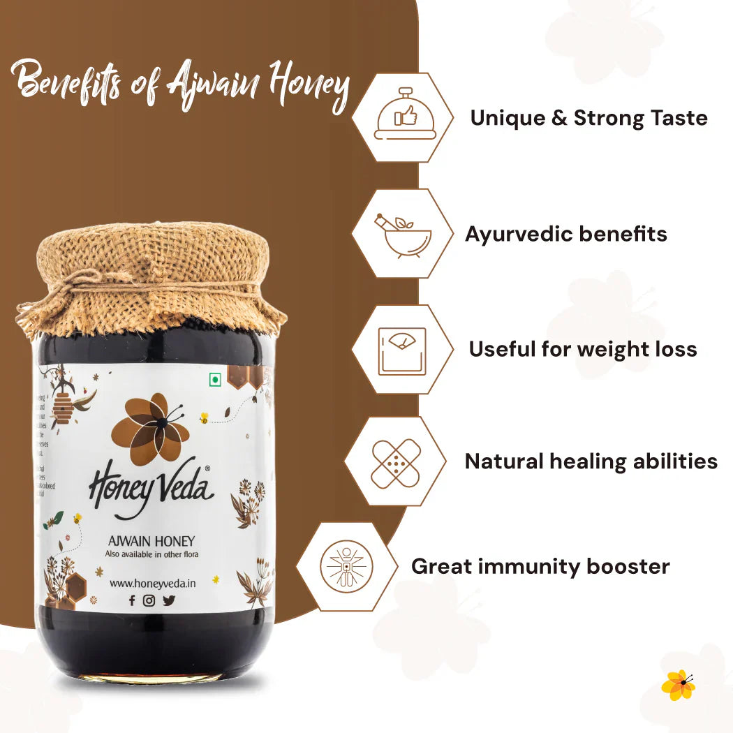 Honey Veda Ajwain Farm Honey - 500 gms