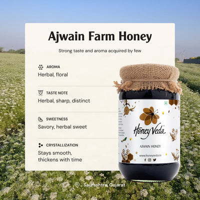 Honey Veda Ajwain Farm Honey - 500 gms