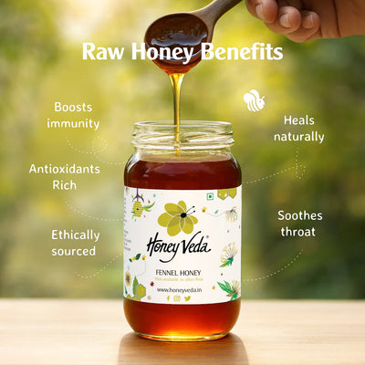 Honey Veda Fennel Farm Honey - 500 gms