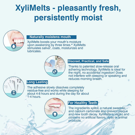 XyliMelts Stick-On Melts for Dry Mouth Moisturizing 40 Count