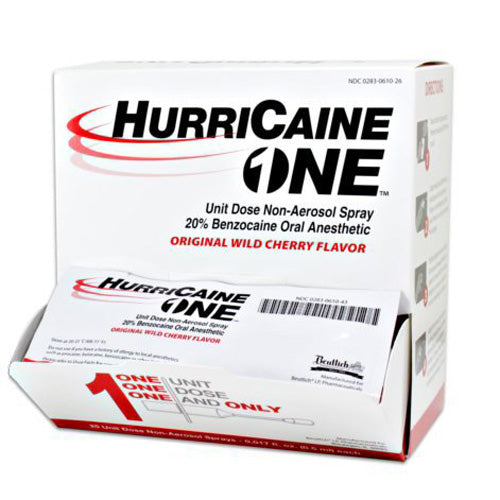 Hurricane One Oral Pain Relief Unit Dose Sprays 0.5 mL with 20% Benzocaine (25/Box)
