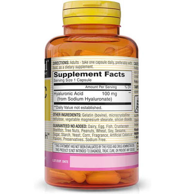 Hyaluronic Acid 100 mg Supplement for Joint, Hair, Skin Anti-Aging, 30 Count