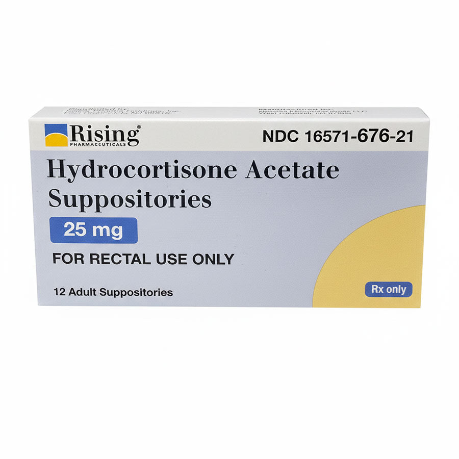 Hydrocortisone Acetate Suppositories 25 mg by Rising Pharmaceuticals 12/Box (Rx)