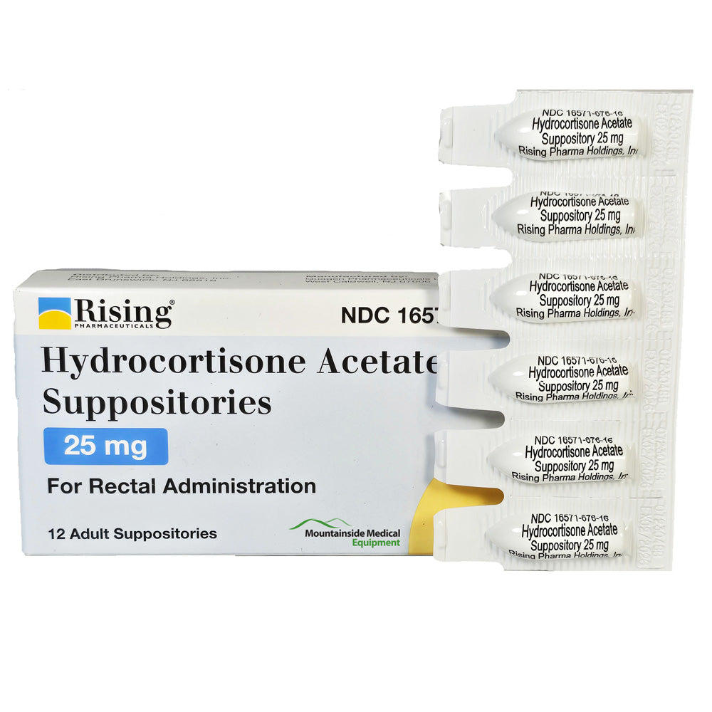 Hydrocortisone Acetate Suppositories 25 mg by Rising Pharmaceuticals 12/Box (Rx)