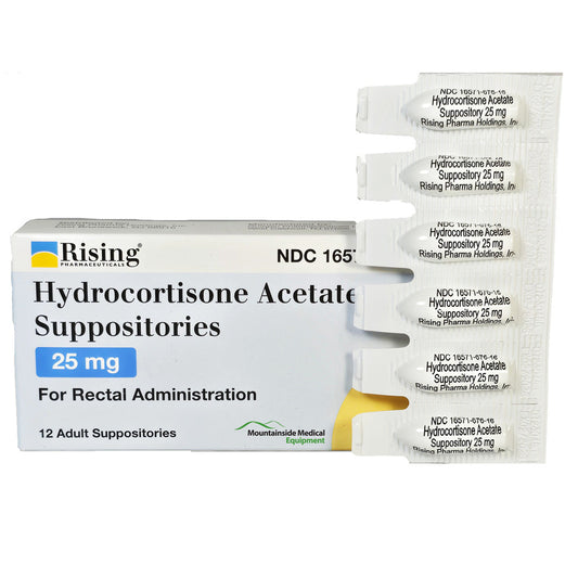 Hydrocortisone Acetate Suppositories 25 mg by Rising Pharmaceuticals 12/Box (Rx)