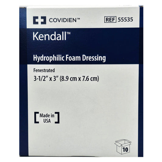 Hydrophilic Foam Wound Care Dressing 3-1/2 x 3 Inch Square, Fenestrated, Sterile 10/Box