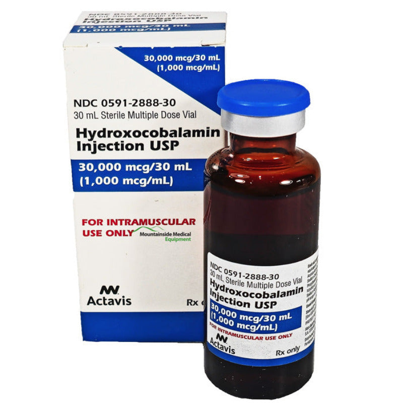 B 12 Hydroxocobalamin Injection For Vitamin B12 Deficiency & Energy 30,000 mcg Multiple Dose Vial 30 mL (Rx)