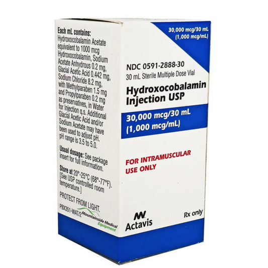 B 12 Hydroxocobalamin Injection For Vitamin B12 Deficiency & Energy 30,000 mcg Multiple Dose Vial 30 mL (Rx)