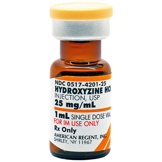 Hydroxyzine HCL Injection 25 mg/mL Single Dose Vial 1 mL x 25/Pack (RX)