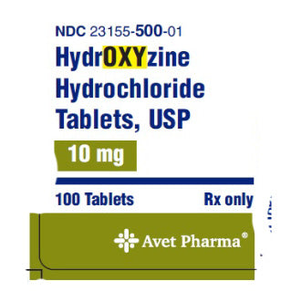 Hydroxyzine HCL Tablets 10 mg Strength 100 Count (RX)
