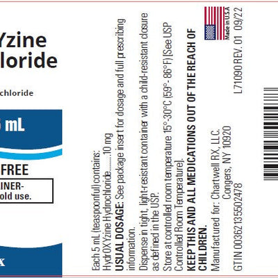 Hydroxyzine HCL Syrup Oral Solution 10 mg/mL Alcohol Free 473 mL (RX)