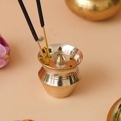 eCraftIndia Yellow Brass Incense Stick Holder