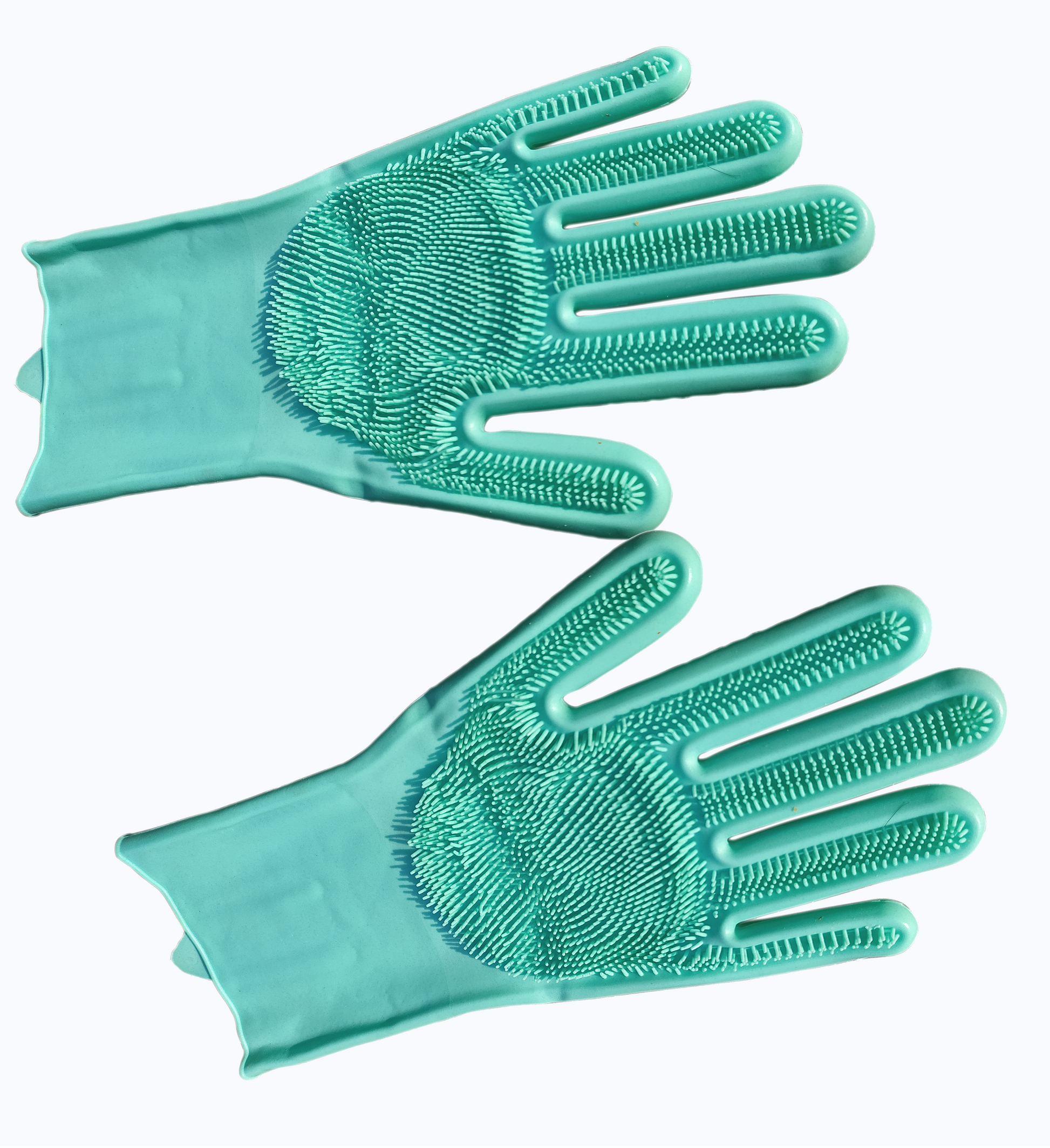 Reusable Dishwashing Gloves, Pair of Rubber Scrubbing Gloves for Dishes, Wash Cleaning Gloves with Sponge Silicone Scrubber
