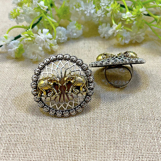 Infinity Silver Oxidized Dual Tone Rings | Festive Navratri Jewellery