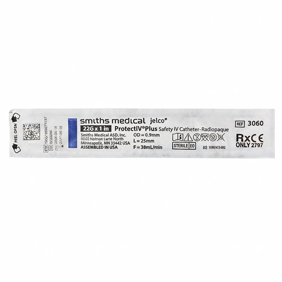 IV Catheter Needle 22 gauge x 1 inch PROTECTIV Plus, Safety Retracting Needle, Radiopaque, Sterile