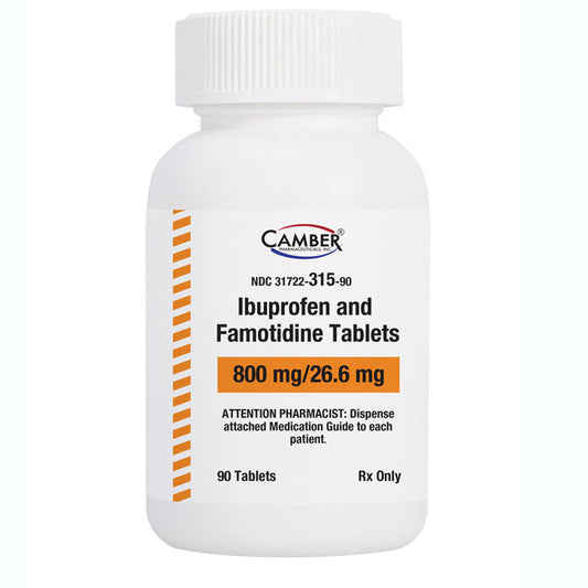 Ibuprofen 800mg and Famotidine 26.6 mg Tablets 90 Count