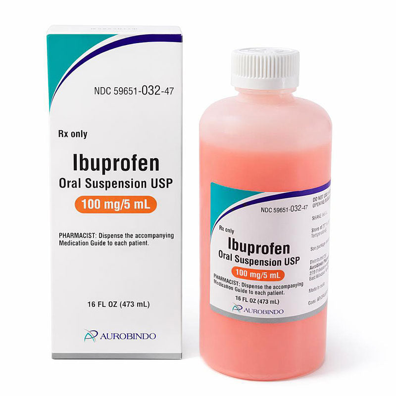 Ibuprofen Oral Suspension 100mg (Children's ibuprofen) 5 mL, 16 oz (RX)