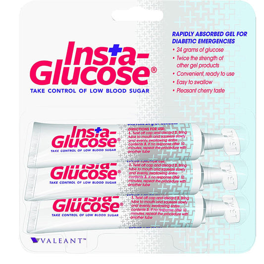 Insta-Glucose Gel For Low Blood Sugar, 24 gram Tubes, (3-Pack)
