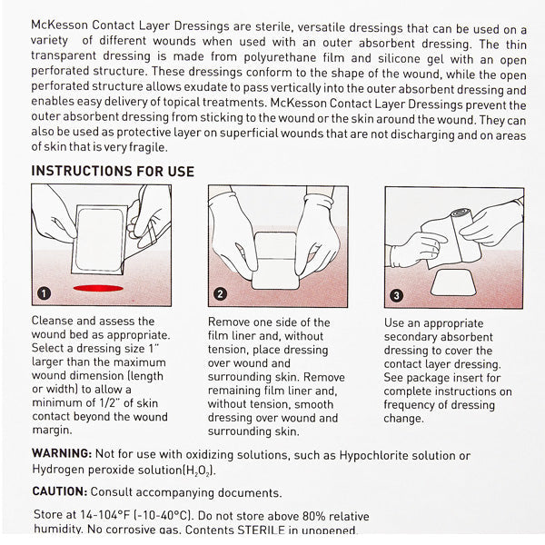 Wound Contact Layer Dressings 3 x 4 inch One-Sided with Silicone Adhesive, Sterile 10/Box