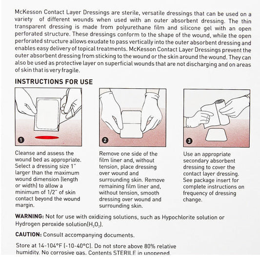 Wound Contact Layer Dressings 3 x 4 inch One-Sided with Silicone Adhesive, Sterile 10/Box