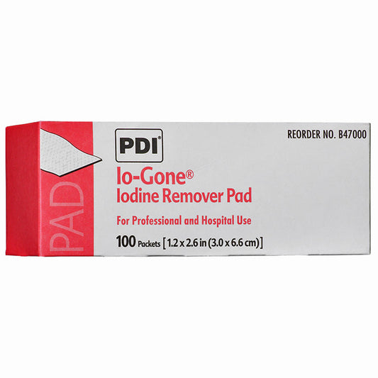 Iodine Remover Skin Pad Wipes Io-Gone Individual Packet, 100 Count