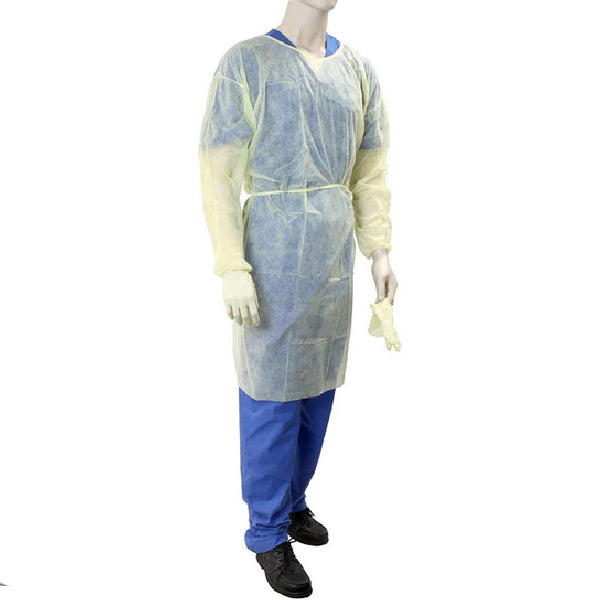 Isolation Gown Fluid Resistant Yellow Full Back 50/cs
