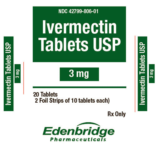 Ivermectin 3 mg Tablets (2 Strips of 10 Tablets) by Edenbridge 20/Box (Rx)