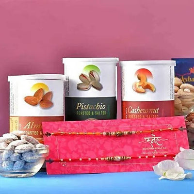 2 Beads Pearl Rakhis & Dry Fruits