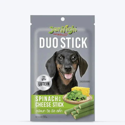 JerHigh Duo Stick Dog Treat - Spinach with Cheese Stick - 50 gms