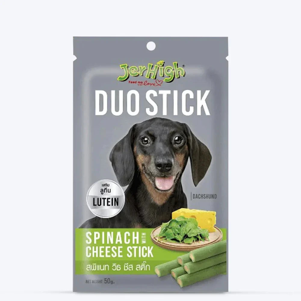 JerHigh Duo Stick Dog Treat - Spinach with Cheese Stick - 50 gms