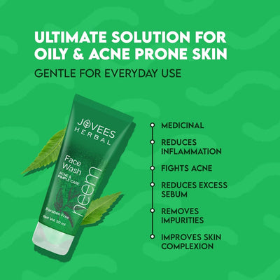 Jovees Neem Face Wash With Tea Tree Extracts for Oily & Acne Prone Skin