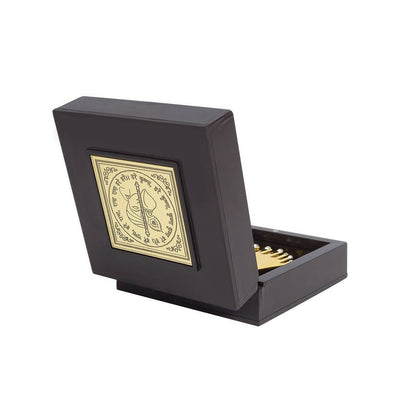 Golden Peacock Black 24 Ct Gold Polished Radha Krishna Wooden Prayer Box