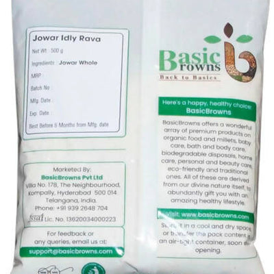 BasicBrowns Jowar Idly / Idli Rava
