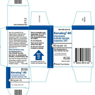 Kenalog 80 Injection Multiple-Dose Vial (Triamcinolone Acetonide Suspension) 80 mg/mL Per 5 mL (Rx)
