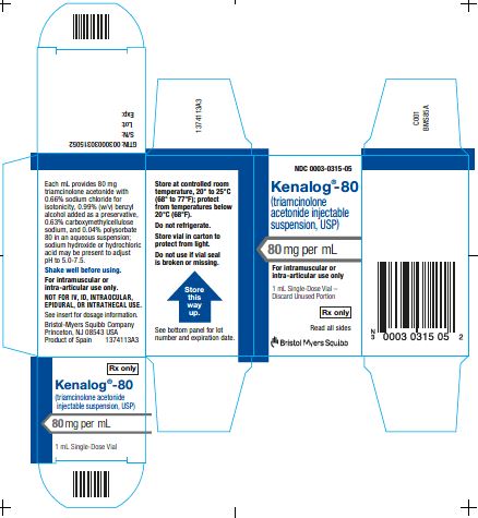 Kenalog 80 Injection Multiple-Dose Vial (Triamcinolone Acetonide Suspension) 80 mg/mL Per 5 mL (Rx)