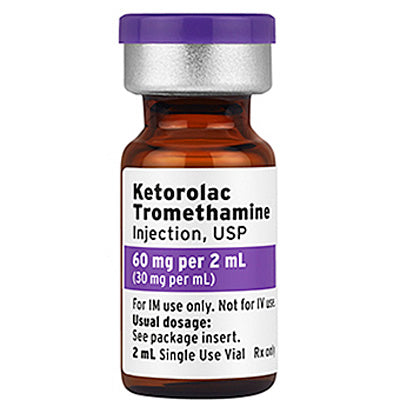 Ketorolac Tromethamine Injection 60 mg per 2 mL Single Dose Vials 2 mL x 25/Pack (RX)