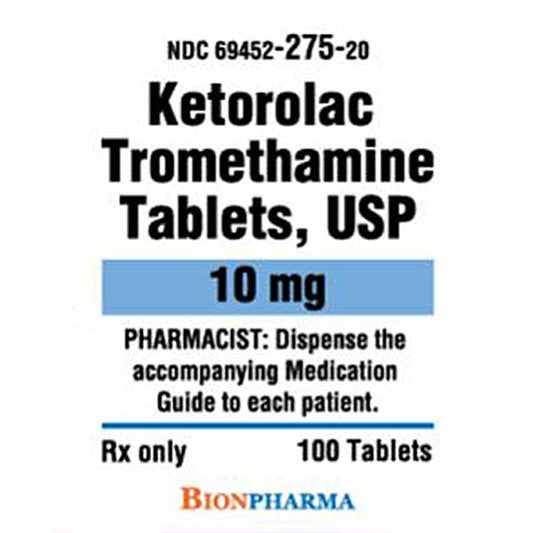 Ketorolac Tromethamine Tablets 10 mg by Biopharma 100 Count Bottle (RX)