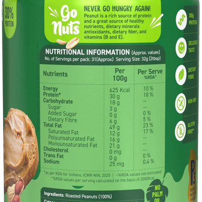 Alpino Natural Peanut Butter Smooth Unsweetened
