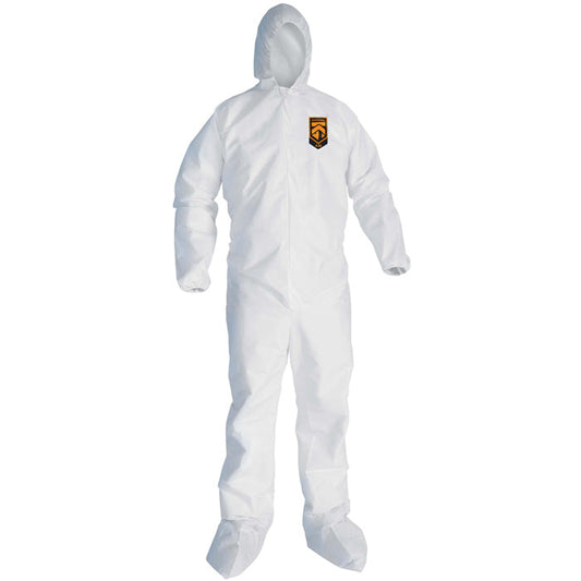 KleenGuard A30 Disposable Coverall with Hood and Boot Covers, White Full-Body X-Large Size 25/Case