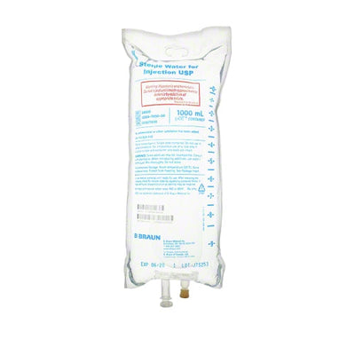 IV Bags, Sterile Water for Injection 1000 mL by B Braun (12/Case) (Rx)