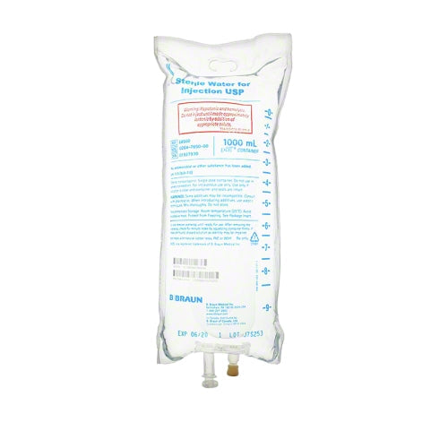IV Bags, Sterile Water for Injection 1000 mL by B Braun (12/Case) (Rx)