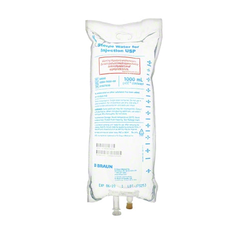 IV Bags, Sterile Water for Injection 1000 mL by B Braun (12/Case) (Rx)