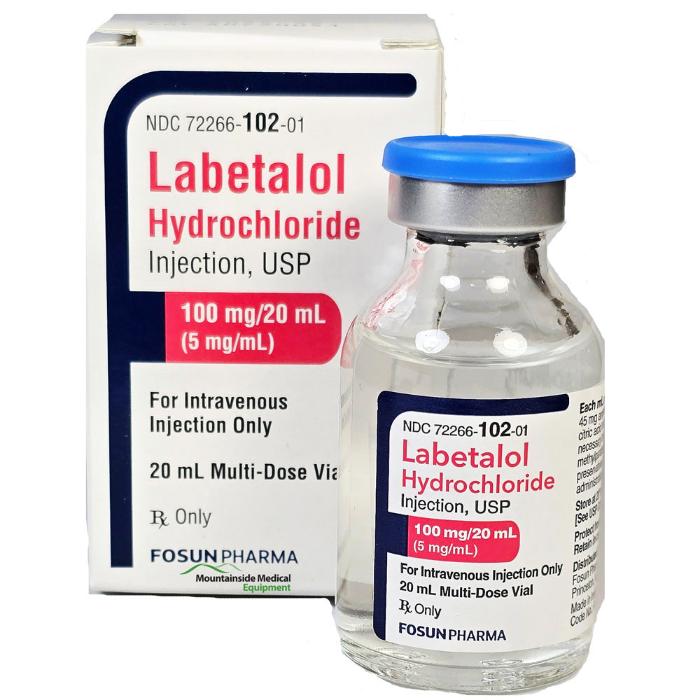 Labetalol Hydrochloride injection 100 mg/20 mL (5 mg/ mL) Multiple Dose Vial 20 mL by Fosun (RX)