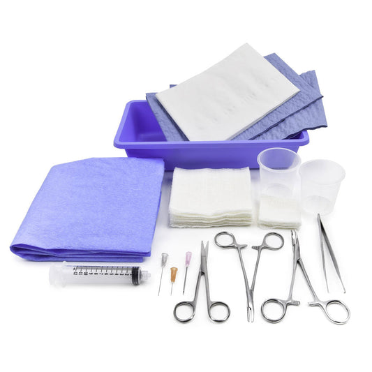 Laceration Tray with Gauze, Needles, Forceps & Supplies, Sterile